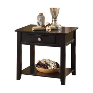English Elm Black Rustic End Table with Bottom Shelf, 22" Square Wood Top, Sturdy Legs, Open Storage & Display B062P209100