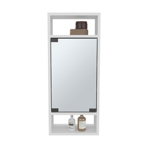 English Elm Medicine Compact Wall-Mounted Cabinet with Mirrored Door and 5 Shelves, Engineered Wood Durable Storage White 33.46 L x 16.93 W x 4.33 H B097P350306