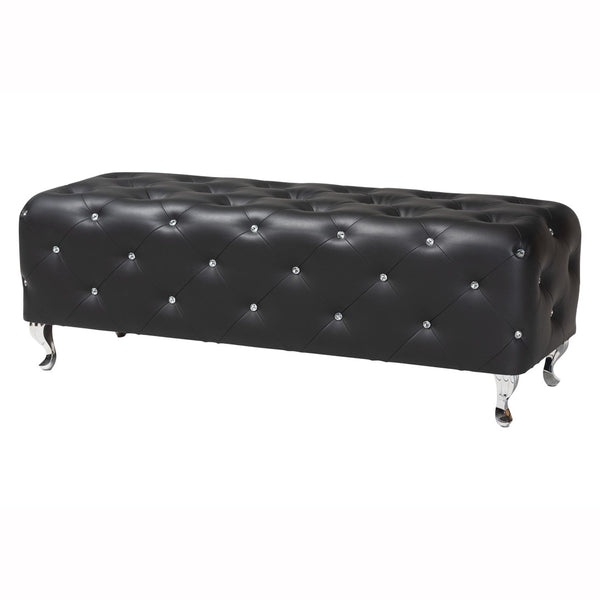 Baxton Studio Baxton Studio Stella Glamorous Crystal Tufted Modern Bench with Chrome Legs for Stylish Interiors Black BBT5119-Black-Bench