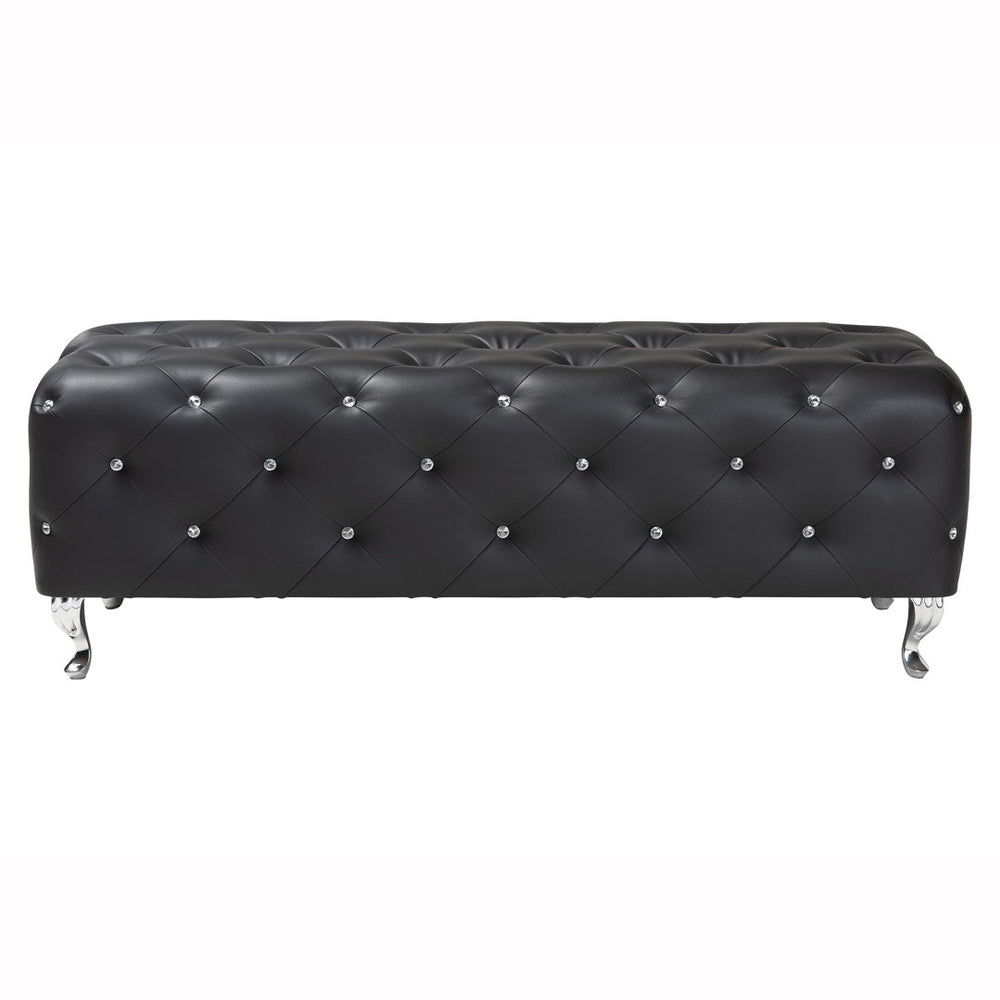 Baxton Studio Baxton Studio Stella Glamorous Crystal Tufted Modern Bench with Chrome Legs for Stylish Interiors Black BBT5119-Black-Bench