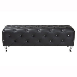Baxton Studio Baxton Studio Stella Glamorous Crystal Tufted Modern Bench with Chrome Legs for Stylish Interiors Black BBT5119-Black-Bench