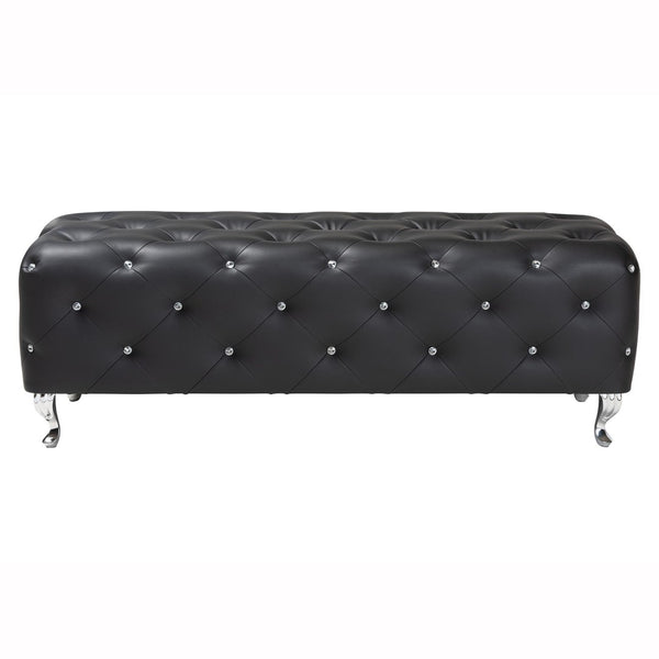 Baxton Studio Baxton Studio Stella Glamorous Crystal Tufted Modern Bench with Chrome Legs for Stylish Interiors Black BBT5119-Black-Bench