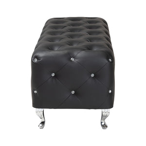 Baxton Studio Baxton Studio Stella Glamorous Crystal Tufted Modern Bench with Chrome Legs for Stylish Interiors Black BBT5119-Black-Bench