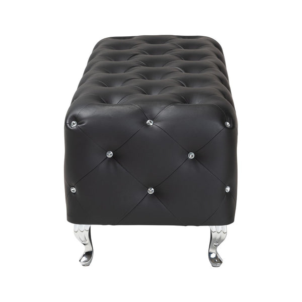 Baxton Studio Baxton Studio Stella Glamorous Crystal Tufted Modern Bench with Chrome Legs for Stylish Interiors Black BBT5119-Black-Bench