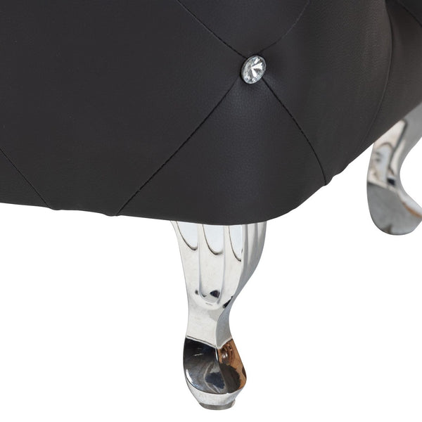 Baxton Studio Baxton Studio Stella Glamorous Crystal Tufted Modern Bench with Chrome Legs for Stylish Interiors Black BBT5119-Black-Bench