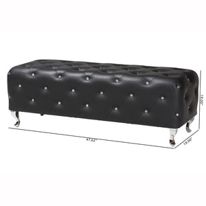 Baxton Studio Baxton Studio Stella Glamorous Crystal Tufted Modern Bench with Chrome Legs for Stylish Interiors Black BBT5119-Black-Bench