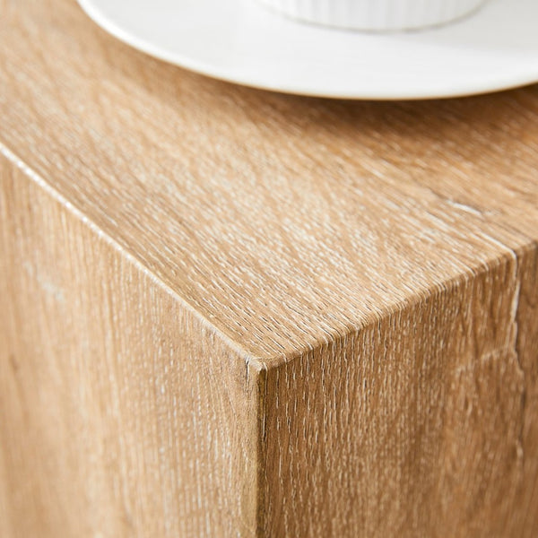 English Elm Elevate Any Room with a Cube Mdf Side Table Featuring Light Wood Grain Texture W1151P187996