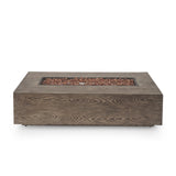 Christopher Knight Home® - Noble House - Aidan Outdoor 50,000 Btu Iron Rectangular Fire Pit (No Tank Holder), Brown Wood Pattern