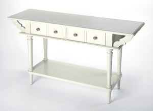 Butler Specialty Talia Spacious Rectangular Wood Console Table With 2 Drawers And Open Shelf For Entryway & Living Room White Rubberwood Solids,Mdf,Silver Finished Hardware 4375288-butler