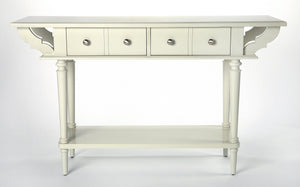 Butler Specialty Talia Spacious Rectangular Wood Console Table With 2 Drawers And Open Shelf For Entryway & Living Room White Rubberwood Solids,Mdf,Silver Finished Hardware 4375288-butler
