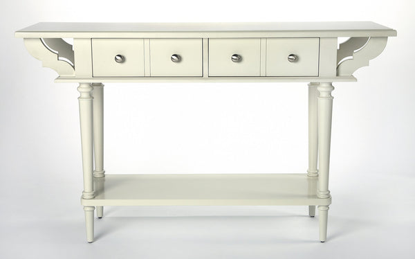Butler Specialty Talia Spacious Rectangular Wood Console Table With 2 Drawers And Open Shelf For Entryway & Living Room White Rubberwood Solids,Mdf,Silver Finished Hardware 4375288-butler