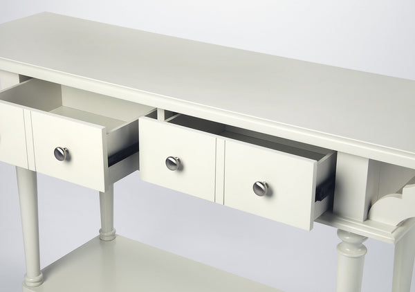 Butler Specialty Talia Spacious Rectangular Wood Console Table With 2 Drawers And Open Shelf For Entryway & Living Room White Rubberwood Solids,Mdf,Silver Finished Hardware 4375288-butler