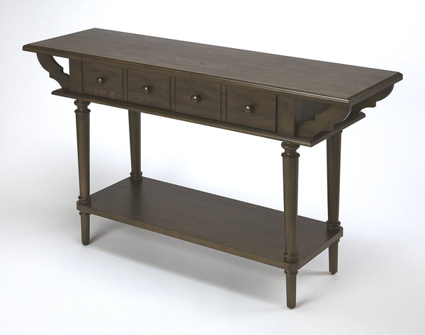 Butler Specialty Talia Spacious Rectangular Wood Console Table With 2 Drawers And Open Shelf For Entryway & Living Room Dark Brown Rubberwood Solids,Ash Veneer,Mdf,Antique Brass Finished Steel Hardware 4375403-butler