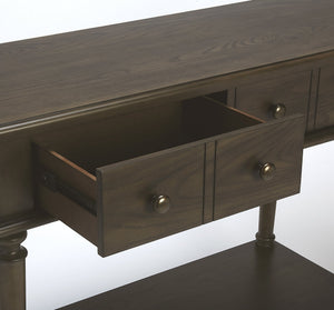 Butler Specialty Talia Spacious Rectangular Wood Console Table With 2 Drawers And Open Shelf For Entryway & Living Room Dark Brown Rubberwood Solids,Ash Veneer,Mdf,Antique Brass Finished Steel Hardware 4375403-butler