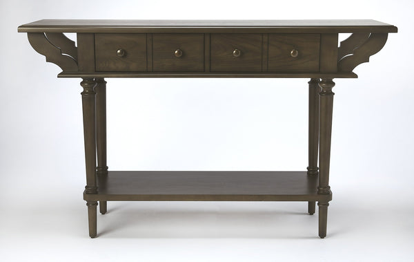 Butler Specialty Talia Spacious Rectangular Wood Console Table With 2 Drawers And Open Shelf For Entryway & Living Room Dark Brown Rubberwood Solids,Ash Veneer,Mdf,Antique Brass Finished Steel Hardware 4375403-butler