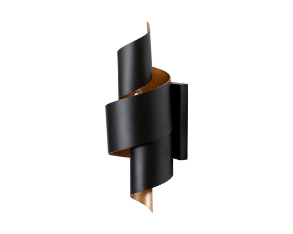 Sunpan Aphelion Sconce: Elegant Modern Design in Black & Gold - Illuminate Your Space with Style!