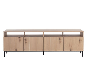 Sunpan Ambrose Modular Media Console & Cabinet - Elegant Oak Design with Stylish Soft Close Doors Rustic Oak / Black