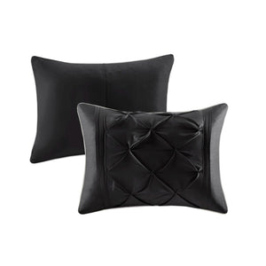 English Elm 7-piece Cal King Tufted Pleated Comforter Set with Embroidered Decorative Pillows Included B035P463178