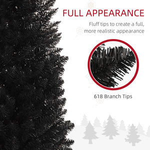 English Elm Homcom 8' Slim Pencil Christmas Tree With 618 Realistic Branch Tips - Elegant Black Holiday Decor W2225P249617