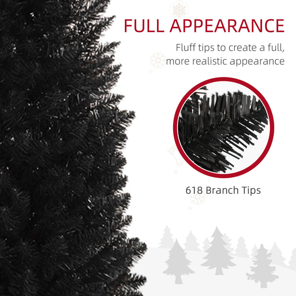 English Elm Homcom 8' Slim Pencil Christmas Tree With 618 Realistic Branch Tips - Elegant Black Holiday Decor W2225P249617