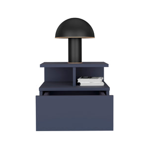 English Elm Kronos Blue Floating Nightstand With Drawer & Shelf - Modern Space-Saving Design For Any Room B062P389902