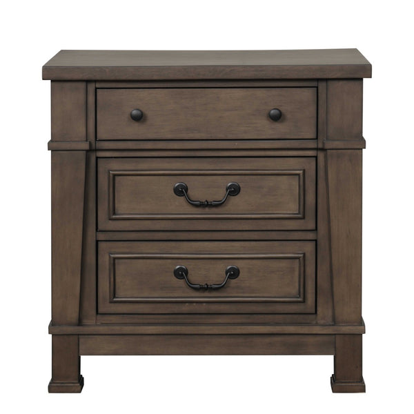 English Elm Transitional Dark Walnut Nightstand with Usb Charging Dovetail Drawers Bedroom B2741P435887