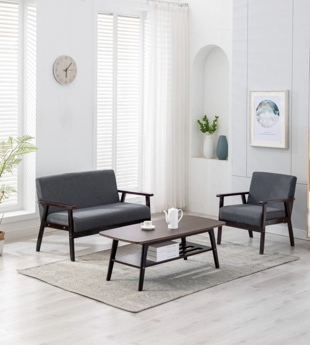 English Elm Bari Mid-century Modern 3 Piece Living Room Set with Loveseat Chair and Coffee Table B2749S00338