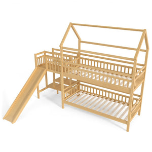 English Elm Full Bunk Bed with Trundle Bookshelf Storage Pine Frame Car Design for Kids W1580S00301