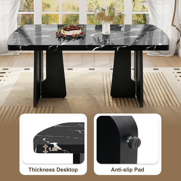 English Elm 6 Piece Dining Set with Rectangular Solid Wood Table, Upholstered Chairs & Bench, Rustic Charm, Easy Assembly, Seats 6 Black+ Gray N752S000011B