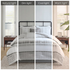 English Elm 6 Piece Cotton Jacquard Comforter Set - Oversized King Bedding With Decorative Pillows & Bedskirt B035128775
