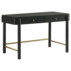 English Elm Anser Modern Coastal 2-Drawer Vanity Desk in Black with Aged Brass Hardware and Rounded Legs — Stylish Console Storage B062P299883