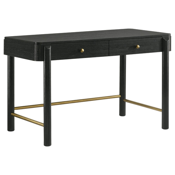 English Elm Anser Modern Coastal 2-Drawer Vanity Desk in Black with Aged Brass Hardware and Rounded Legs — Stylish Console Storage B062P299883