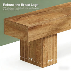 English Elm Modern Farmhouse Wood Grain Bench Versatile Seating for Entryway Bedroom or Dining T3971P447337