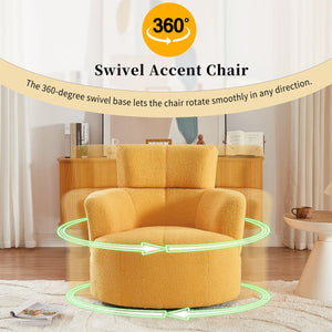 English Elm 360° Swivel Chair - Cozy Upholstered Accent Barrel Chair With Adjustable Headrest For Home & Office N719P272676L