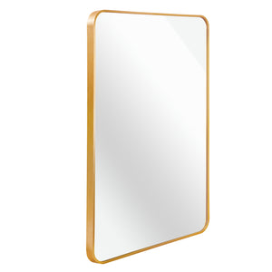 English Elm 30x40 Inch Metal Framed Rectangular Bathroom Mirror 4mm HD Glass Shatterproof Film Modern Design Gold W2203P303034