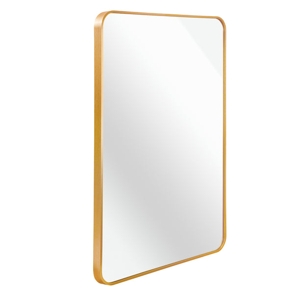 English Elm 30x40 Inch Metal Framed Rectangular Bathroom Mirror 4mm HD Glass Shatterproof Film Modern Design Gold W2203P303034
