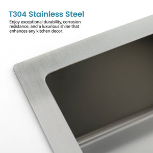 English Elm Stainless Handmade Single Bowl Kitchen Sink Brushed Nickel Undermount Drop in 33 Inch T3177P370634