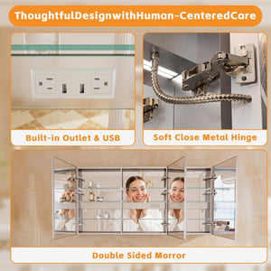 English Elm Lighted Aluminum Medicine Cabinet Smart Mirror with Anti-fog Led and Built-in Usb Outlet W5609P461514