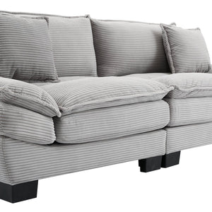 English Elm Corduroy Modern Sofa Sleeper Loveseat with Double-Layer Cushions, Two Pillows, Sturdy Frame 84" LIGHT GREY W676P227345