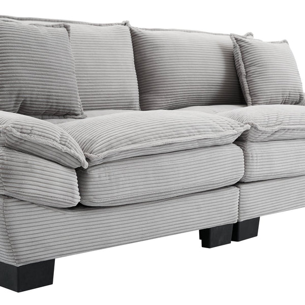 English Elm Corduroy Modern Sofa Sleeper Loveseat with Double-Layer Cushions, Two Pillows, Sturdy Frame 84" LIGHT GREY W676P227345