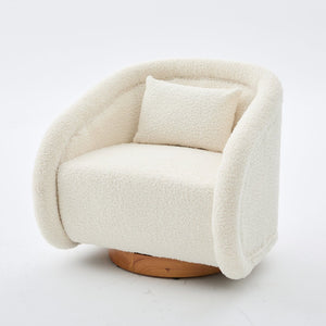 English Elm Swivel Barrel Chair Plush Teddy Fabric Pumpkin Silhouette for Living Room or Bedroom W3244P288825
