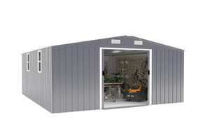 English Elm Campcraft 10x12 Ft Steel Outdoor Storage Shed with Daylight Windows and Weather Resistant Panels Dark Gray W1598S00048