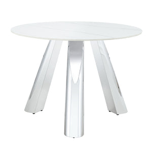 English Elm 42" Luxury Sintered Stone Table: Modern Minimalist Design With Durable Top, Steel Legs & Heat Resistance W1512S00128