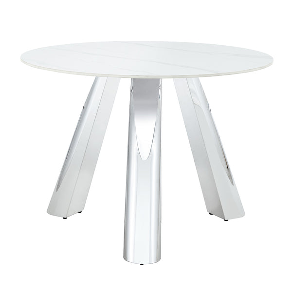 English Elm 42" Luxury Sintered Stone Table: Modern Minimalist Design With Durable Top, Steel Legs & Heat Resistance W1512S00128