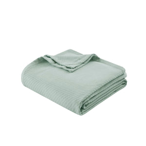 JLA Home Madison Park - Blanket — Luxurious Liquid Cotton Throw, Ultra-Soft, OEKO‑TEX Certified, Breathable, Low-Pill Comfort Seafoam BL51N-0737