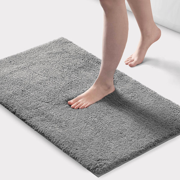 English Elm 1PC Plush 24x72 Bath Rug for Tub & Bathroom Floor - Ultra-Absorbent Polyester, Non-Slip Backing Grey 6.2 L x 24.8 W x 10.63 H B035P341132