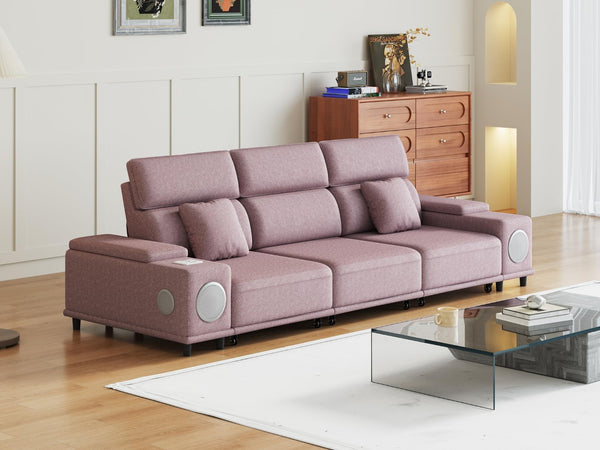 English Elm 3-seater Power Reclining Sofa with Bluetooth Speakers Wireless Charging Usb Living Room W3795S00014