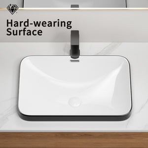 English Elm Ceramic Undermount Vanity Sink Glazed Porcelain Basin Flush Mount Minimalist Bath W3402P406917