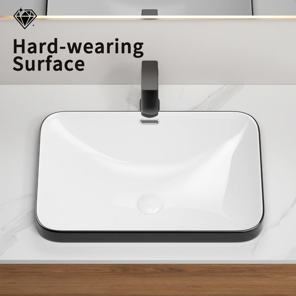 English Elm Ceramic Undermount Vanity Sink Glazed Porcelain Basin Flush Mount Minimalist Bath W3402P406917