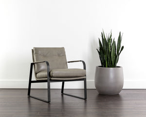 Sunpan Sterling Mid-Century Modern Lounge Chair - Luxurious Italian Leather & Industrial Design Comfort Missouri Stone Leather